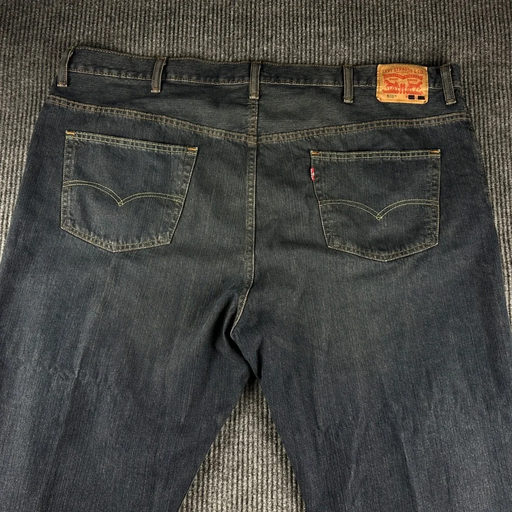Levis 505 Regular Fit Dark Wash Denim Jeans Mens 50x30 Blue Straight Leg 2931